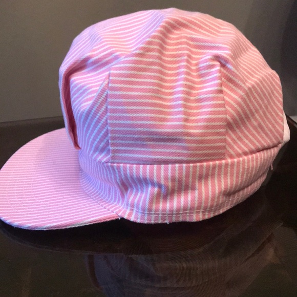 New!  Pink/white stripe train conductor hat - Picture 4 of 5